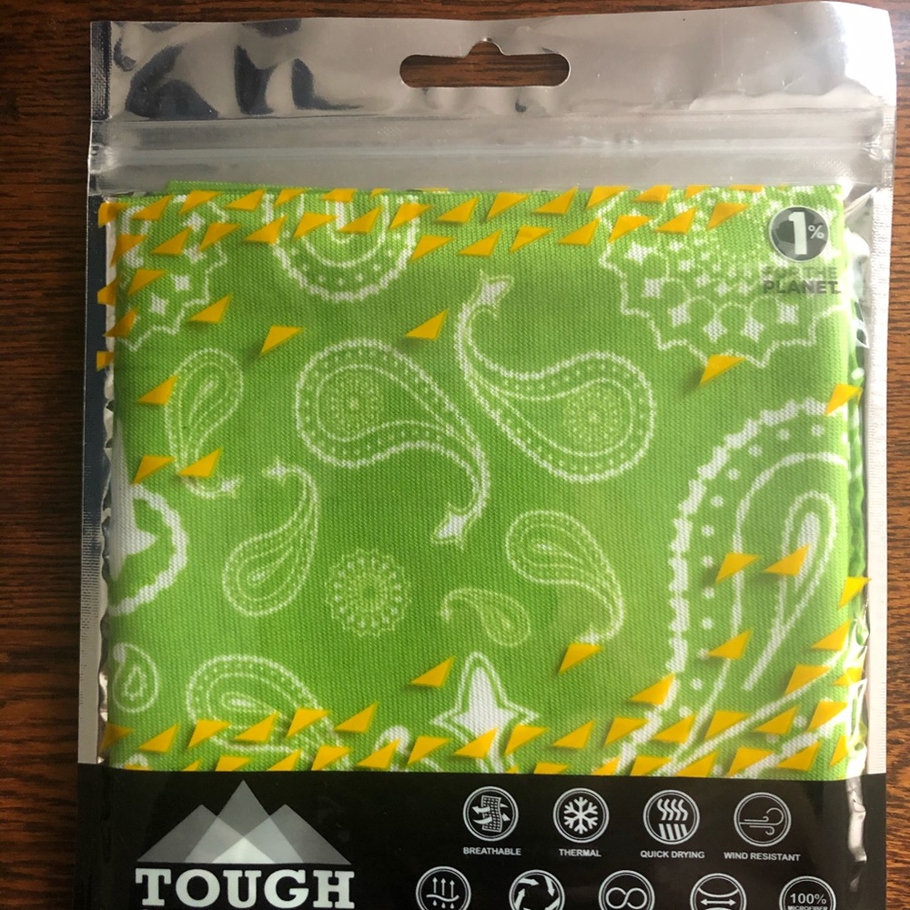 Tough Headwear Face Head Protection Bandana Green